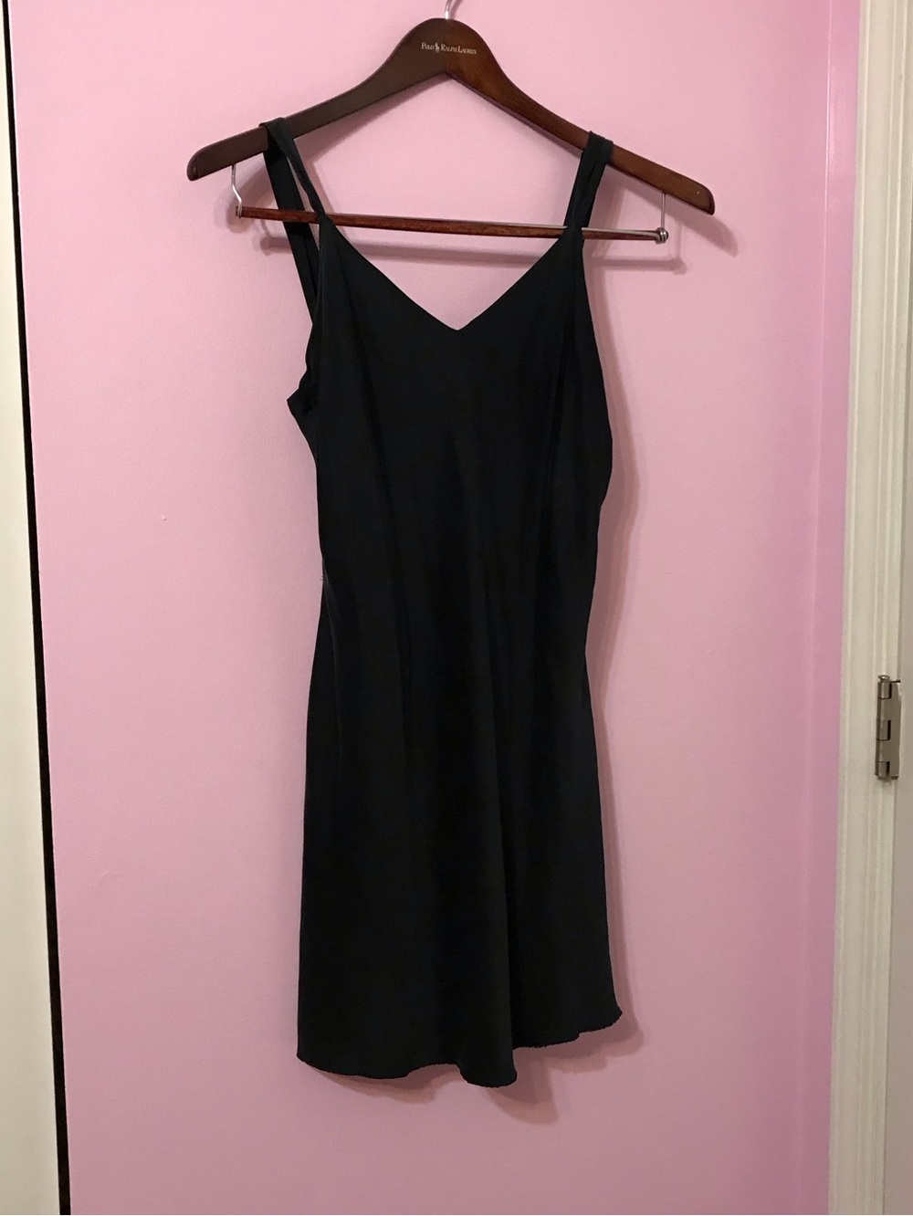 Vintage Judith Hart 100% Silk Black Slip Dress 90s Sleepwear Lingerie size large
